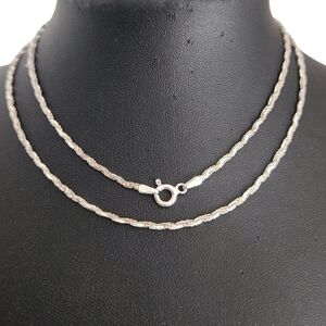 Italy 925 FAS Sterling Silver Diamond-Cut Singapore Chain Necklace 24"